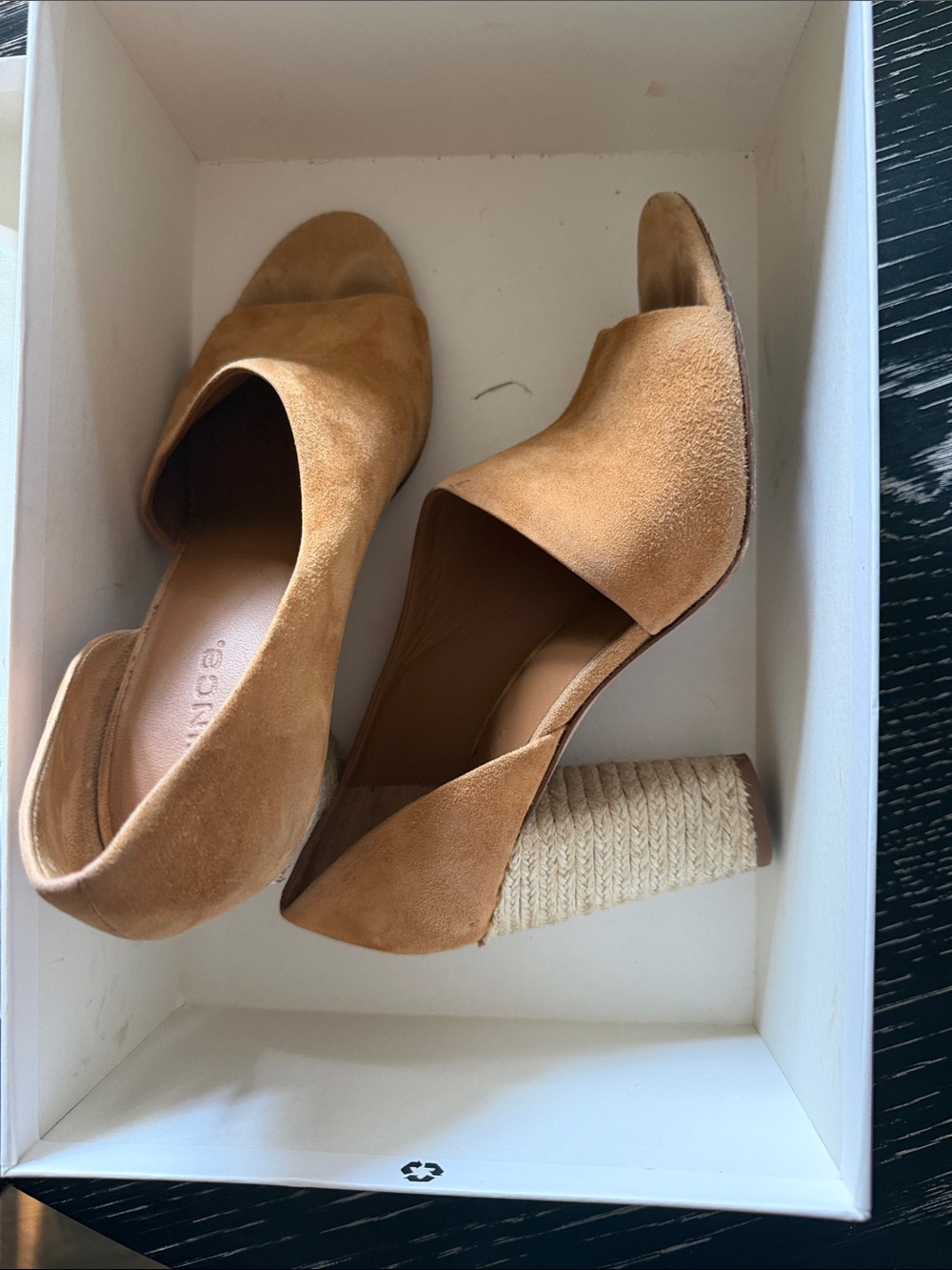 Vince Cognac Suede Espadrille Block Wedges